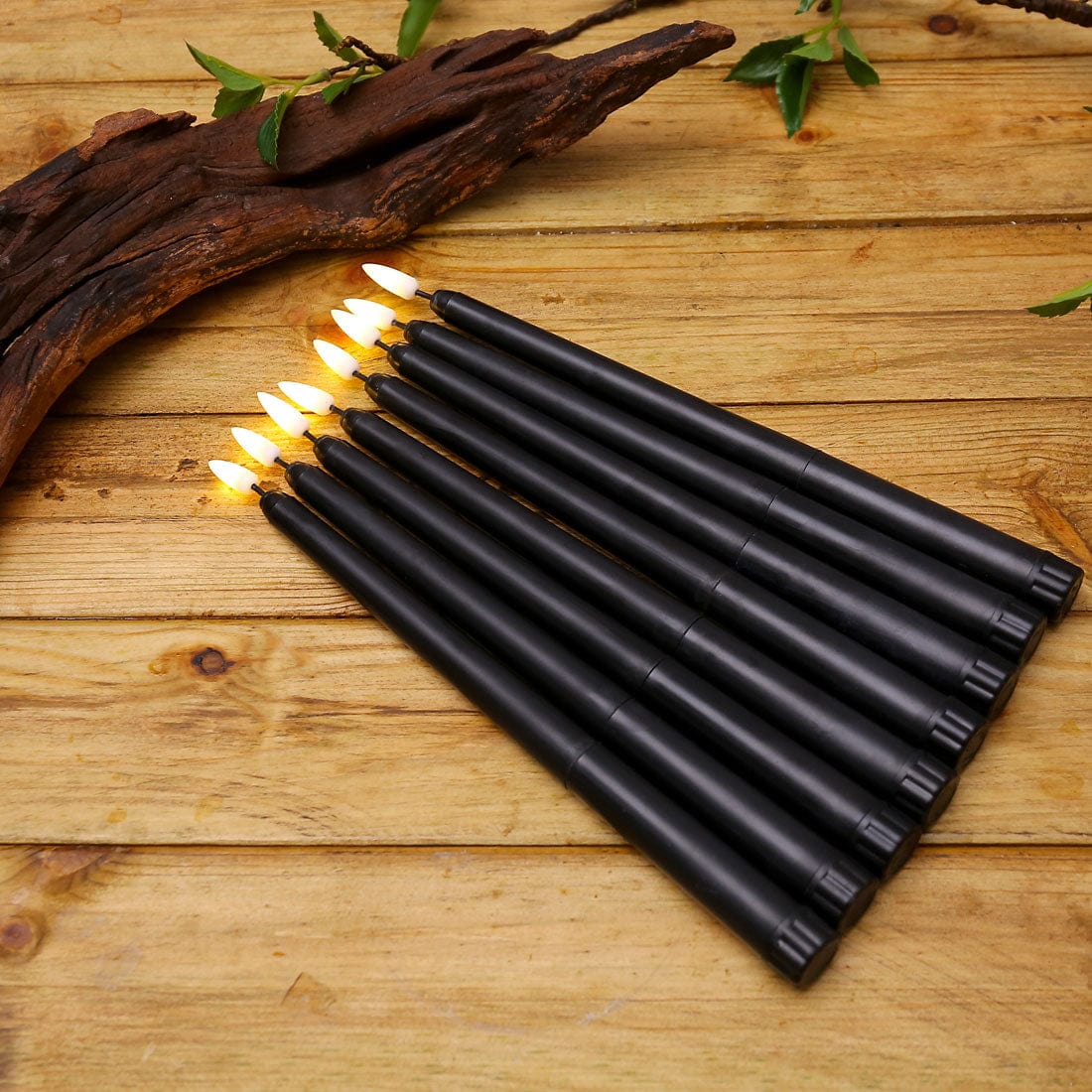 Skorter | 3 pieces black LED candles with flickering flame