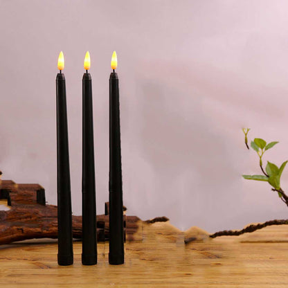 Skorter | 3 pieces black LED candles with flickering flame
