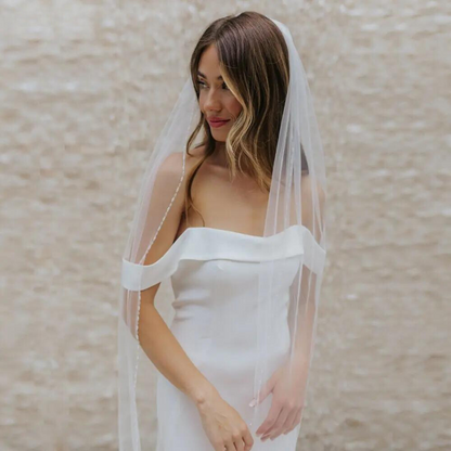 Skorter | Long Bridal Veil Crystal Pearls