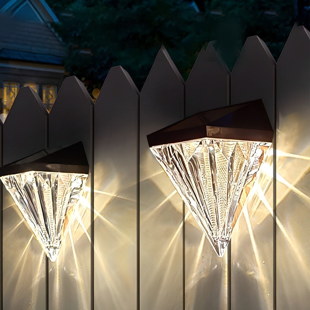 Skorter | 2 Pieces Geometric LED Waterproof Black Solar Wall Lamp