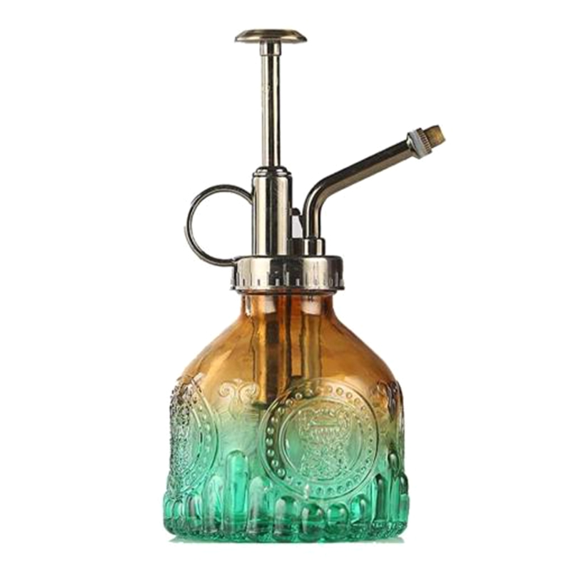 Skorter | Embossed glass bottle with metal nozzle – Plant sprayer for flower watering in vintage design