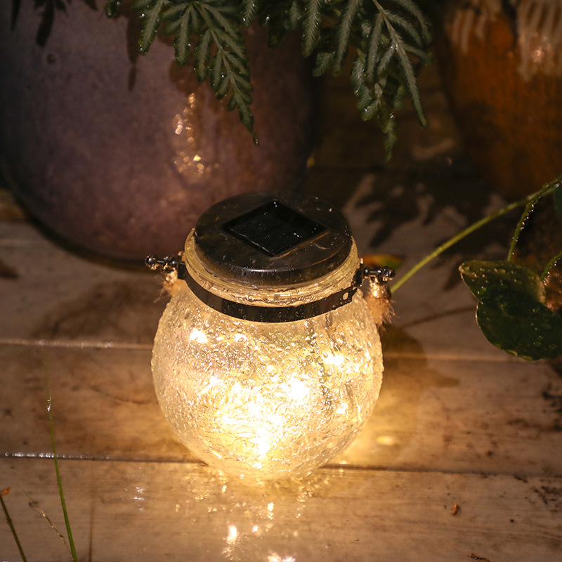Skorter | Solar LED Lantern in Glass – Decorative Garden Lighting with Wire Lights and Carry Handle