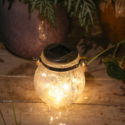 Skorter | Solar LED Lantern in Glass – Decorative Garden Lighting with Wire Lights and Carry Handle