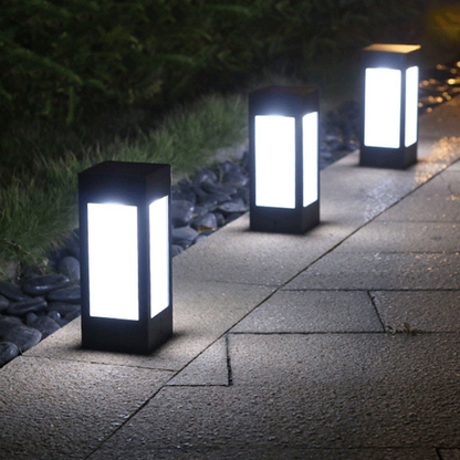 Skorter | Solar LED garden lantern in square design – decorative outdoor lighting for paths and terrace