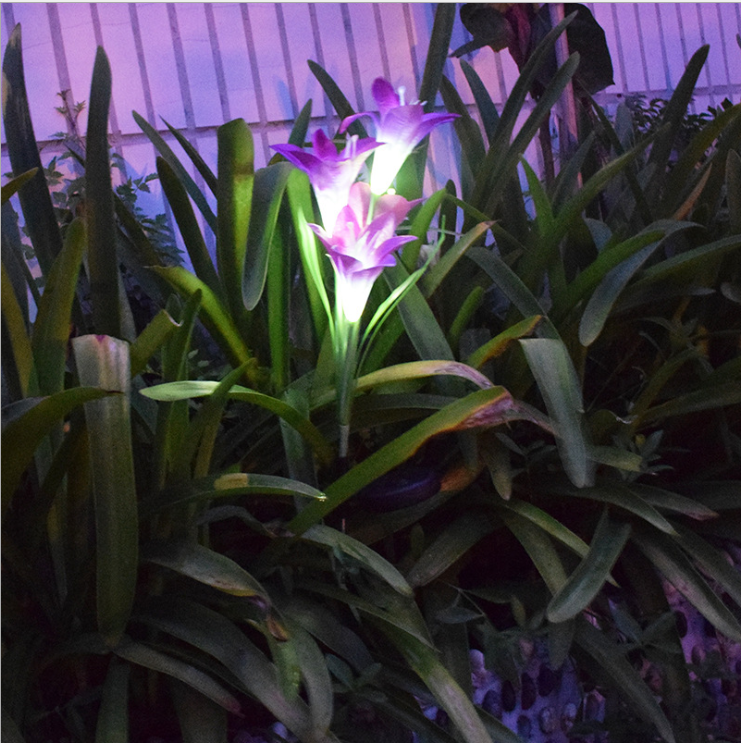 Skorter | Solar LED flower lights in lily shape – Color-changing garden lights with stake for outdoor areas