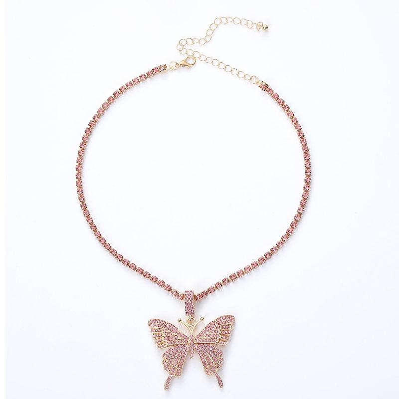 Skorter | Crystal Pave Butterfly Pendant Necklace