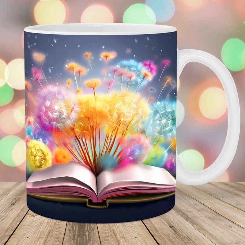 skorter | 3d Artistically Beautiful Floral Books Coffee Mug - Book Lover Gift