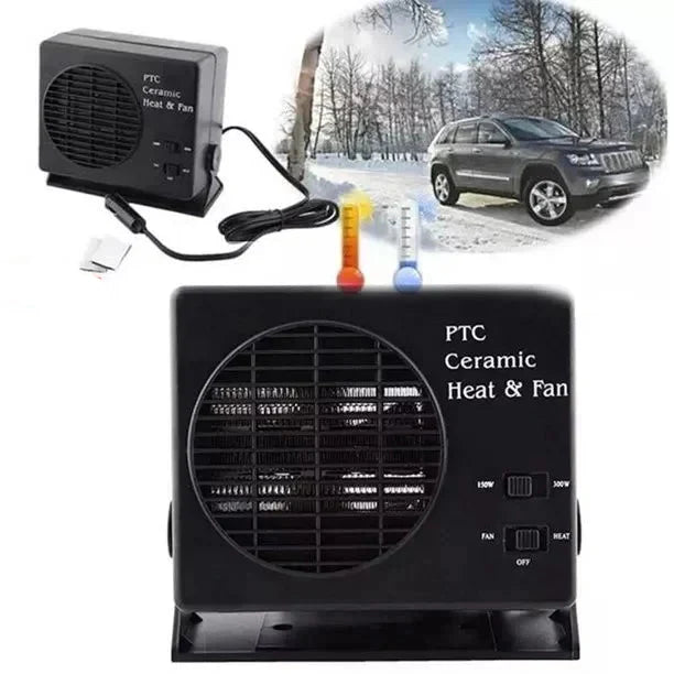 Skorter | 12V Ceramic Car Heater | 150W-300W Portable Fan with Automatic Thermostat for Winter Use in Vehicles