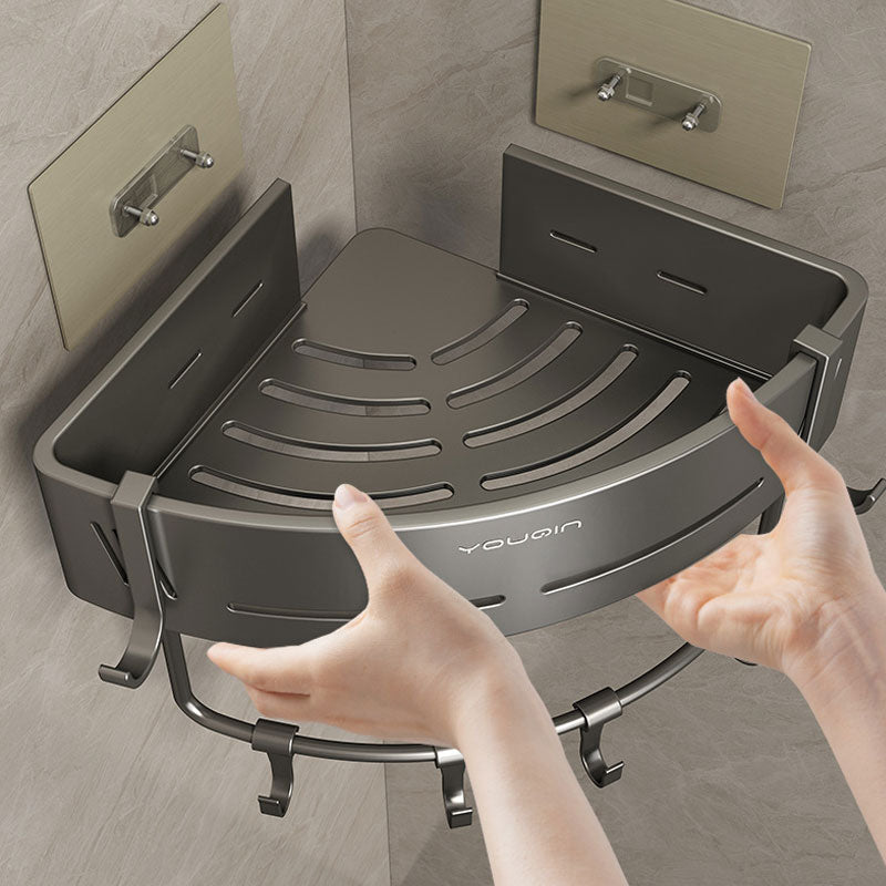 Skorter | EasyCorner Aluminum Shelf – Self-Adhesive Bathroom Corner Storage without Drilling