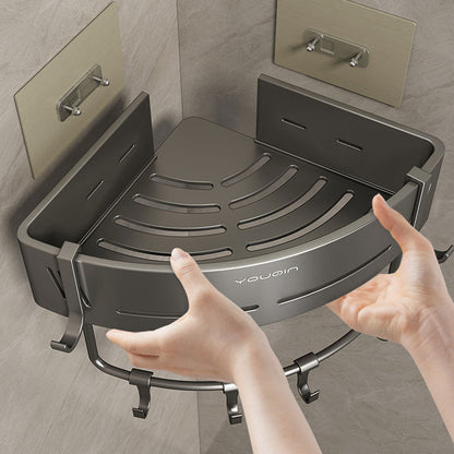 Skorter | EasyCorner Aluminum Shelf – Self-Adhesive Bathroom Corner Storage without Drilling