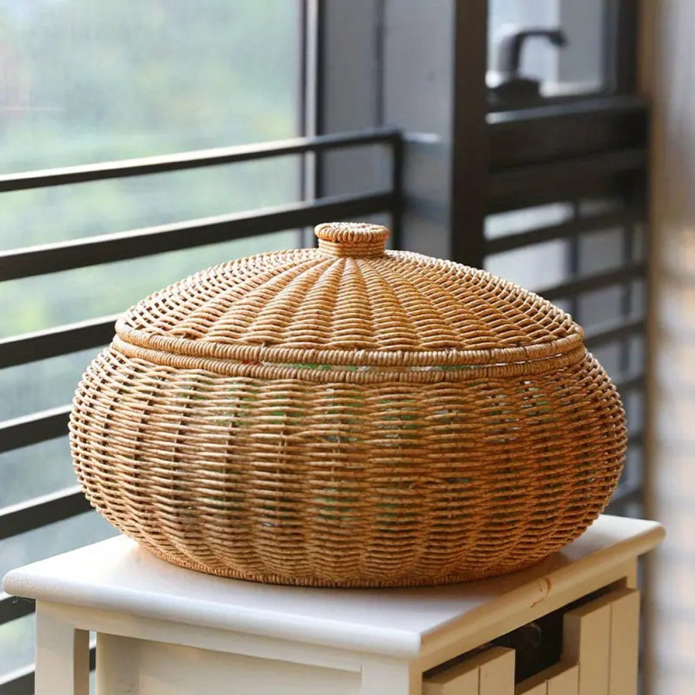 Skorter | Dome-Shaped Knitted Rattan Basket with Lid