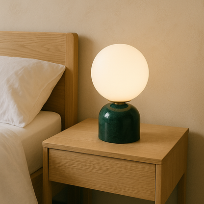 Skorter | Marnor | Marble Table Lamp with Glass Shade – Scandinavian Minimalist Design