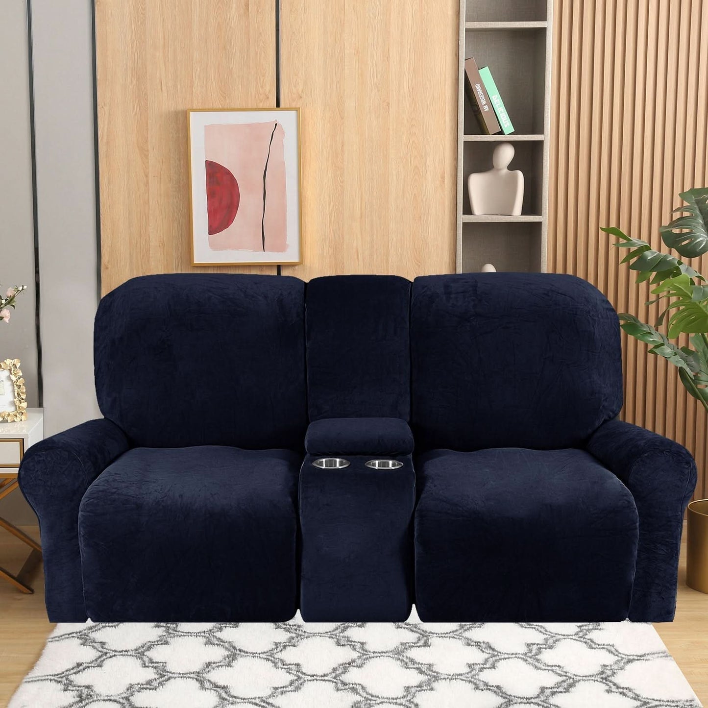 Skorter | 2-Seater Recliner Sofa Cover with Cup Holders – Velvet Plush