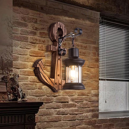 Skorter | Austin Vintage LED Wall Lamp - Anchor, Dining/Living Room, Metal/Wood