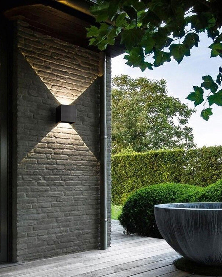 Skorter | LED Outdoor Up Down Wall Light | Waterproof Metal Fixture for Patio. Garden & Entryway Illumination