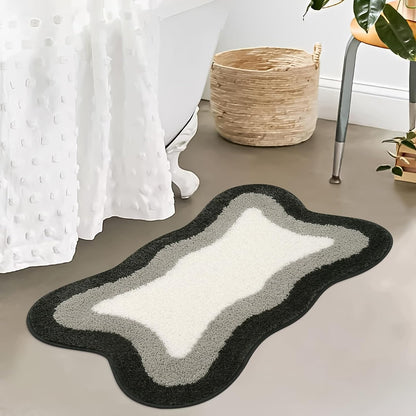 Skorter | Black Gradient Bath Mats, Carpet for Bathrooms, Cute Non-Slip Irregular Carpet for Shower Room
