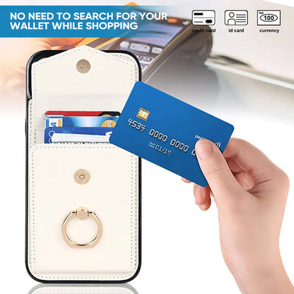 Skorter | Leather Wallet Case with Ring & Lanyard for iPhone