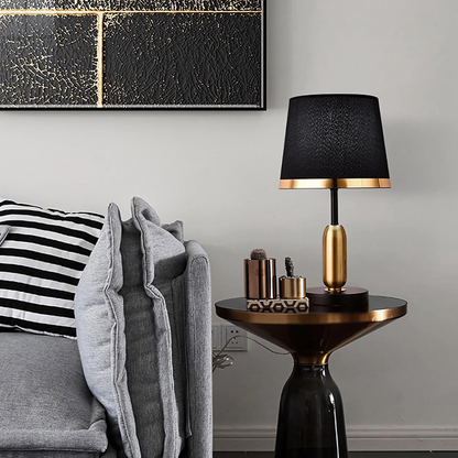 Skorter | Lumivara Modern Black Fabric Table Lamp – Elegant Home Lighting