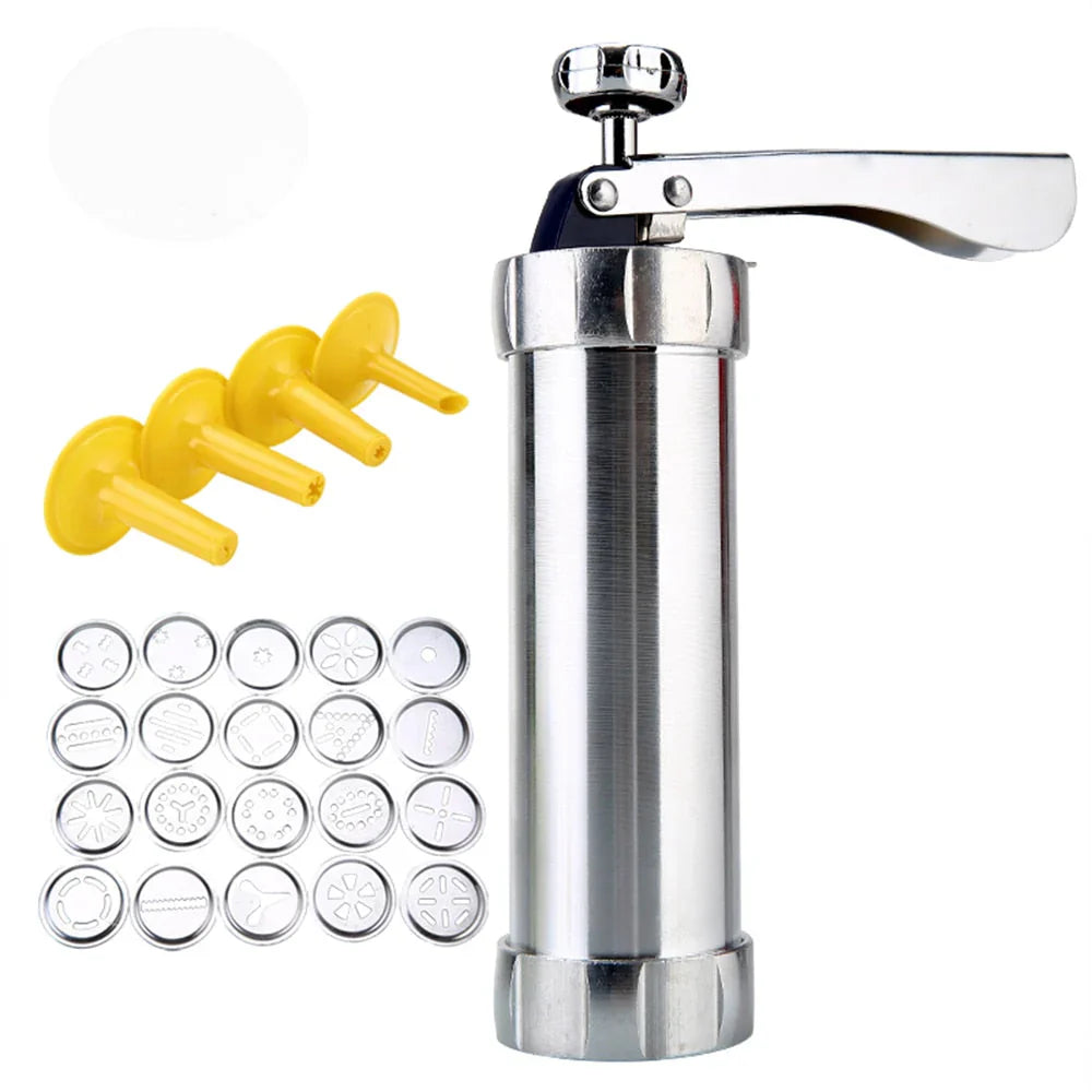 Skorter | Cookie press made of stainless steel with attachments for creative cookies and pastries
