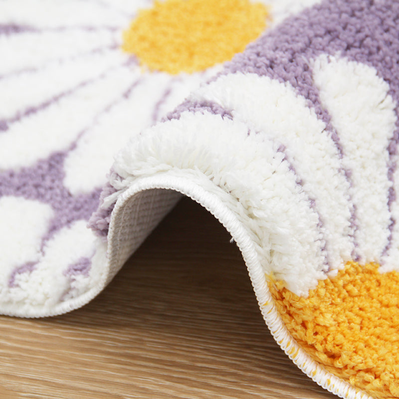 Skorter | Feblilac Sweet Daisy Bath Mat, Purple Flower Carpet Bathroom