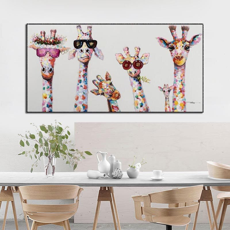 Skorter | Cartoon Giraffes - Canvas Wall Art Painting
