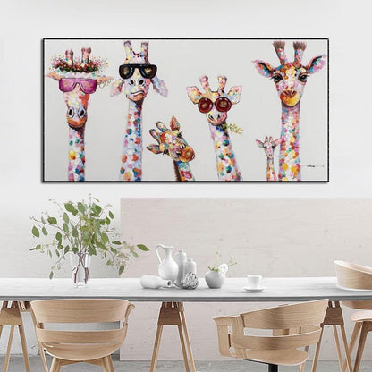 Skorter | Cartoon Giraffes - Canvas Wall Art Painting