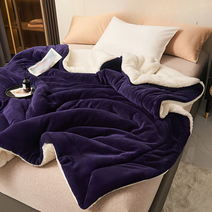 Skorter | Dark Purple Double-sided Blanket of Milk Fleece and Lambswool – Casual and Comfortable for Sofa and Bed