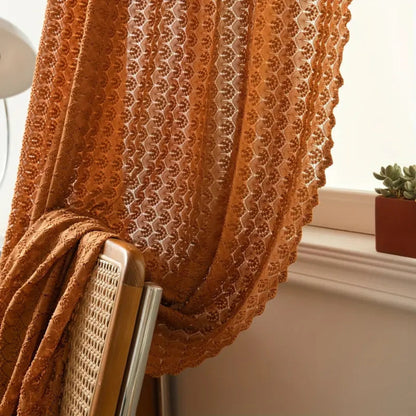Skorter | Amber Glow Boho Crochet Window Curtain Panel