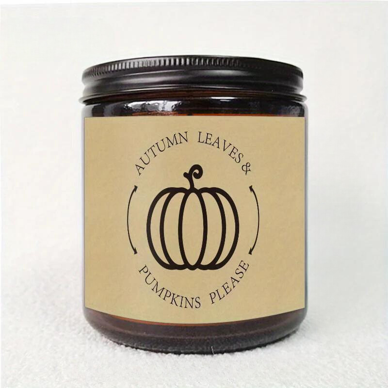Skorter | Autumn Leaves & Pumpkin Scented Candle - Glass Jar with Lid, Seasonal Aromatherapy Without Electricity