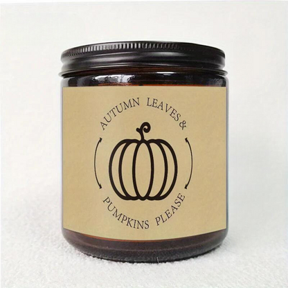 Skorter | Autumn Leaves & Pumpkin Scented Candle - Glass Jar with Lid, Seasonal Aromatherapy Without Electricity