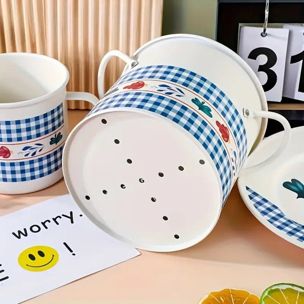 Skorter | Floral Utensil Storage Basket with Divider Lid