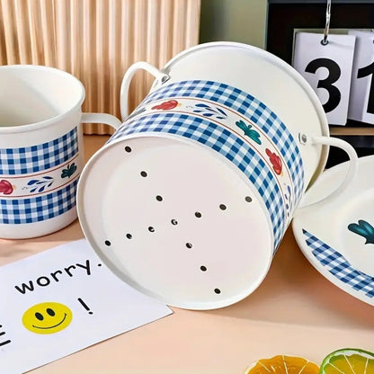 Skorter | Floral Utensil Storage Basket with Divider Lid