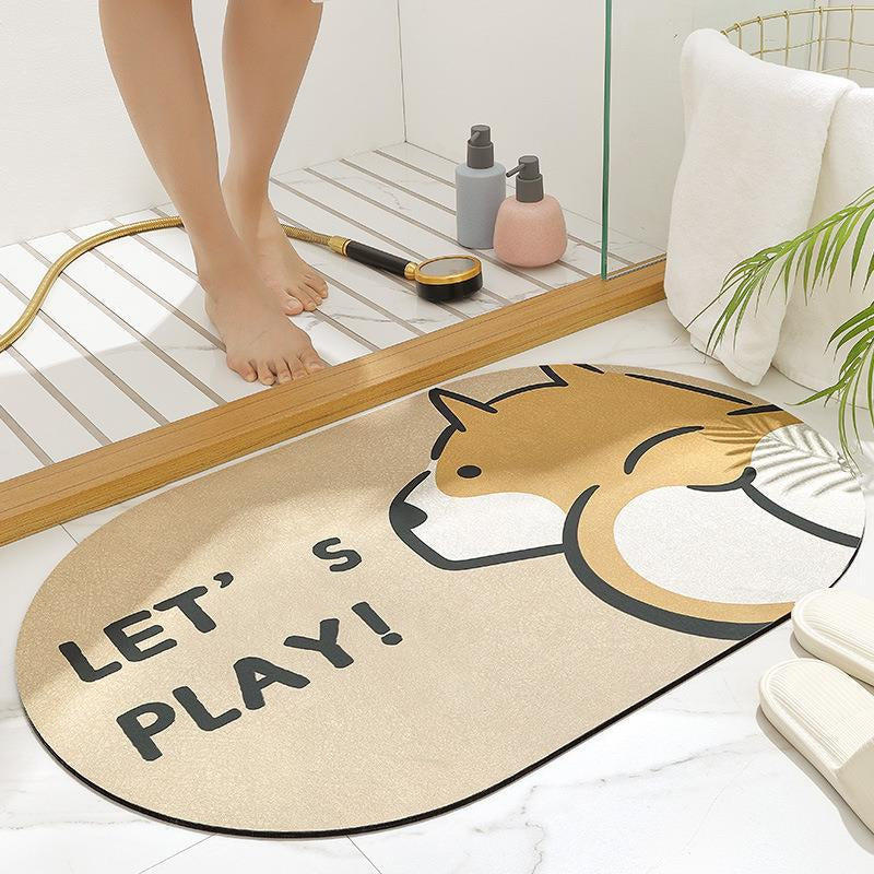 skorter | Cartoon Anti-Slip Bath Mat, Washable Quick Drying Antibacterial Foot Mat