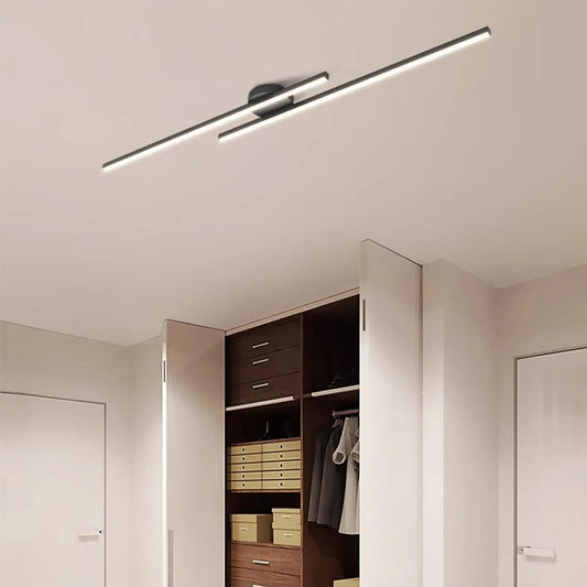 Skorter | Minimalist Modern Hallway Lights – Long Strip Linear Ceiling Lamp, Close-to-Ceiling Chandelier, Remote Dimmable for Home Interiors