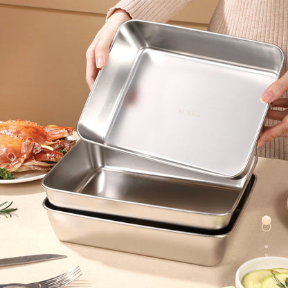 skorter | 304 Stainless Steel Square Plate with Lid Food Storage Container for the Kitchen