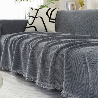 Skorter | Chenille Blanket Herringbone Tassel Couch Cover