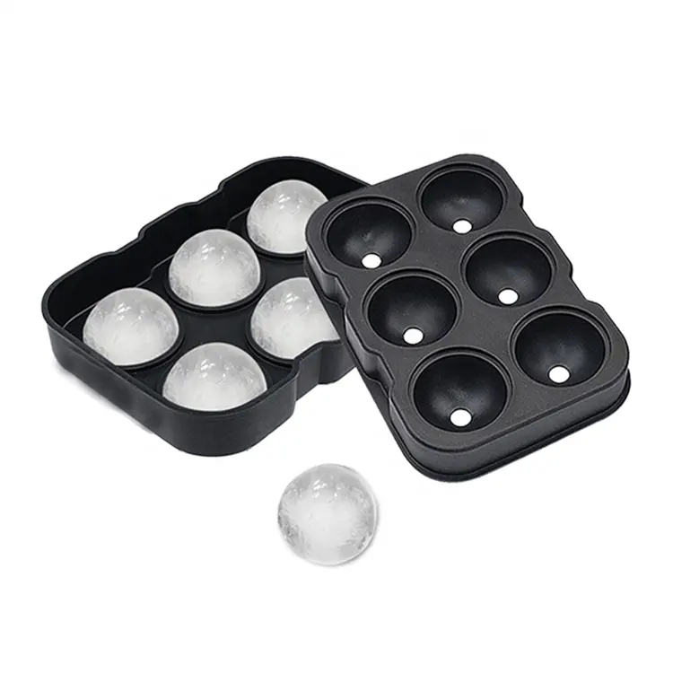 Skorter | Eco-friendly, non-toxic food-grade silicone 6 balls round ice cube mold ice ball silicone ice cubes with lid