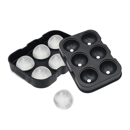 Skorter | Eco-friendly, non-toxic food-grade silicone 6 balls round ice cube mold ice ball silicone ice cubes with lid