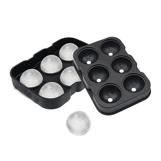 Skorter | Eco-friendly, non-toxic food-grade silicone 6 balls round ice cube mold ice ball silicone ice cubes with lid