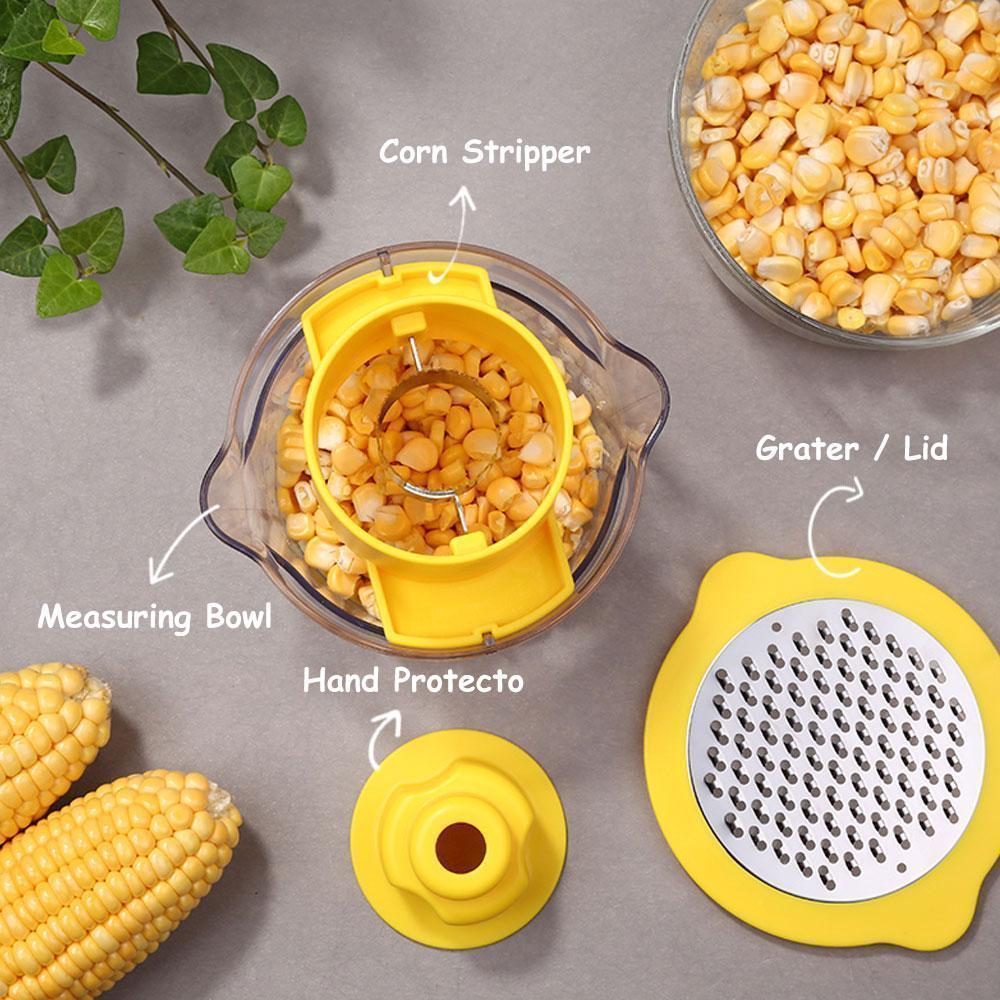 skorter | Cob Corn Stripper with Built-In Measuring Cup and Grater