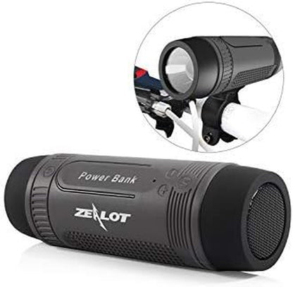 Skorter | Bluetooth Speaker, Portable Wireless Speaker, S1 Bluetooth Speaker, 4000mAh, IPX5 Waterproof, LED Flashlight, MIC/TF/AUX for Home Outdoor Hiking Camping iOS Android -Gray