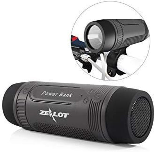 Skorter | Bluetooth Speaker, Portable Wireless Speaker, S1 Bluetooth Speaker, 4000mAh, IPX5 Waterproof, LED Flashlight, MIC/TF/AUX for Home Outdoor Hiking Camping iOS Android -Gray