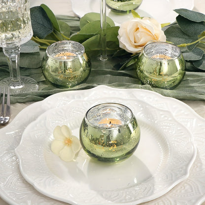 Skorter | 6/12 pcs Green Glass Tealight Holders - Table Decoration for Parties