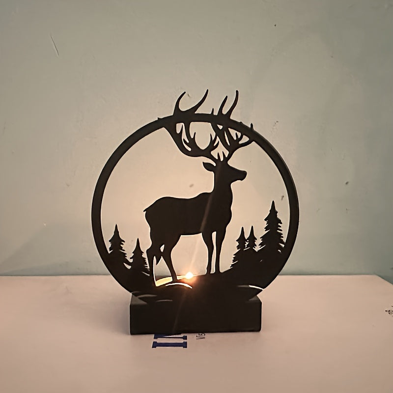 Skorter | Black Iron Deer Candle Holder - Creative Christmas Decoration