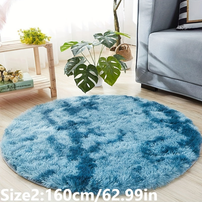 Skorter | 1pc Tie-dye Plushfiber Round Rug - Soft and Warm Decorative Mat for Living Room, Bedroom and Yoga