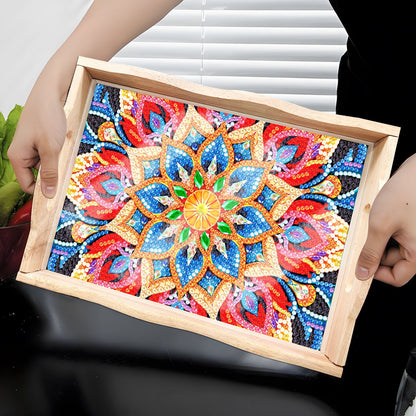 Skorter | DIY Diamond Painting Wooden Tray Food Tray with Handle Living Room Decoration Mandala Wooden Tray Kit