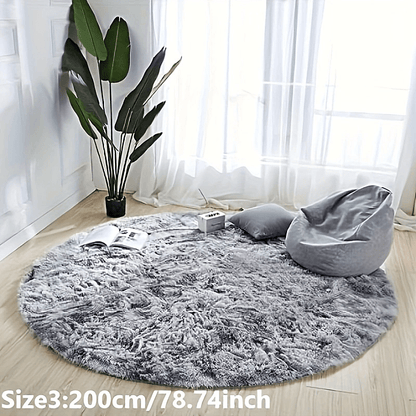 Skorter | 1pc Tie-dye Plushfiber Round Rug - Soft and Warm Decorative Mat for Living Room, Bedroom and Yoga