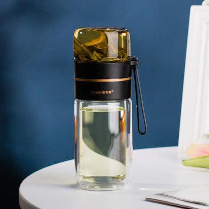 Skorter | Double-walled glass bottle with tea strainer and infuser
