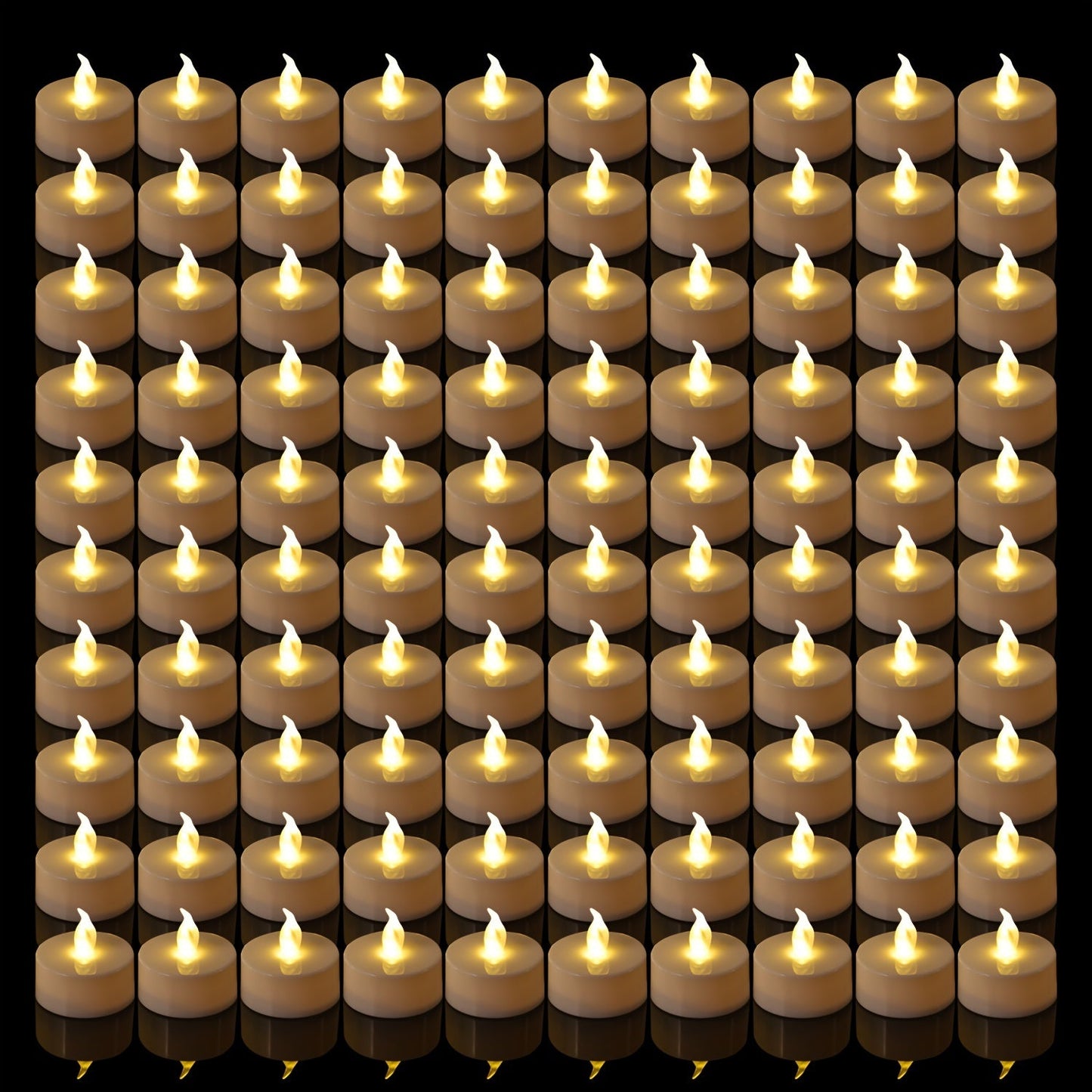 Skorter | LED Tealights - Battery Powered, Warm Yellow, Flameless Lights, 150+ Hours Flashing Light (5, 12, 24, 50 pcs)