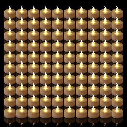Skorter | LED Tealights - Battery Powered, Warm Yellow, Flameless Lights, 150+ Hours Flashing Light (5, 12, 24, 50 pcs)